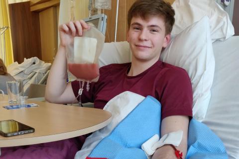 Callum Kennedy-Mann on the day of his donation