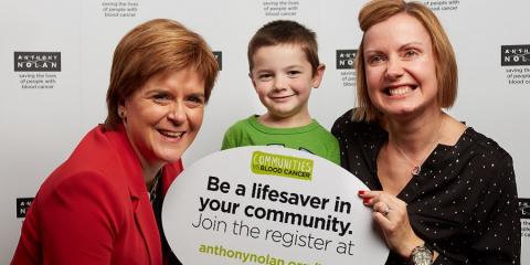 Child and parent campaigning with Nicola Sturgeon