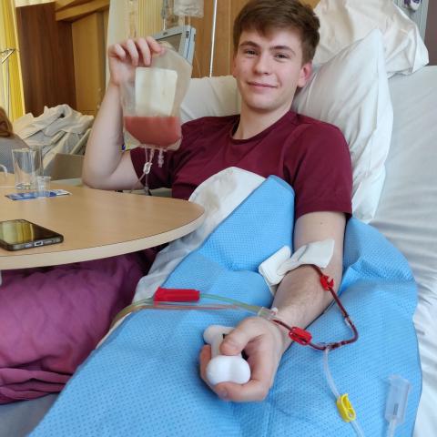 Callum Kennedy-Mann on the day of his donation