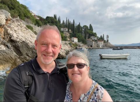 Jennifer, a patient, and her husband in Dubrovnik 